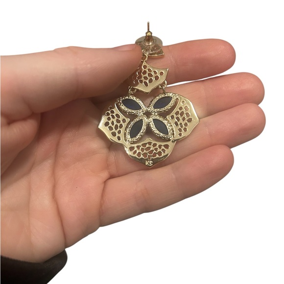 Stamped gold and blue large Kendra Scott earrings - Picture 2 of 4